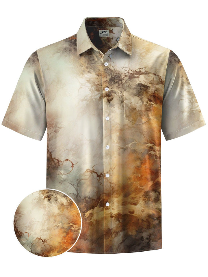 Alohadaddy® Casual Abstract Texture Art Print Chest Pocket Men&