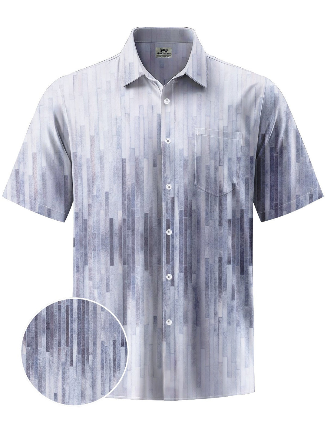 Alohadaddy® Casual Stripe Art Print Chest Pocket Moisture Wicking Men&