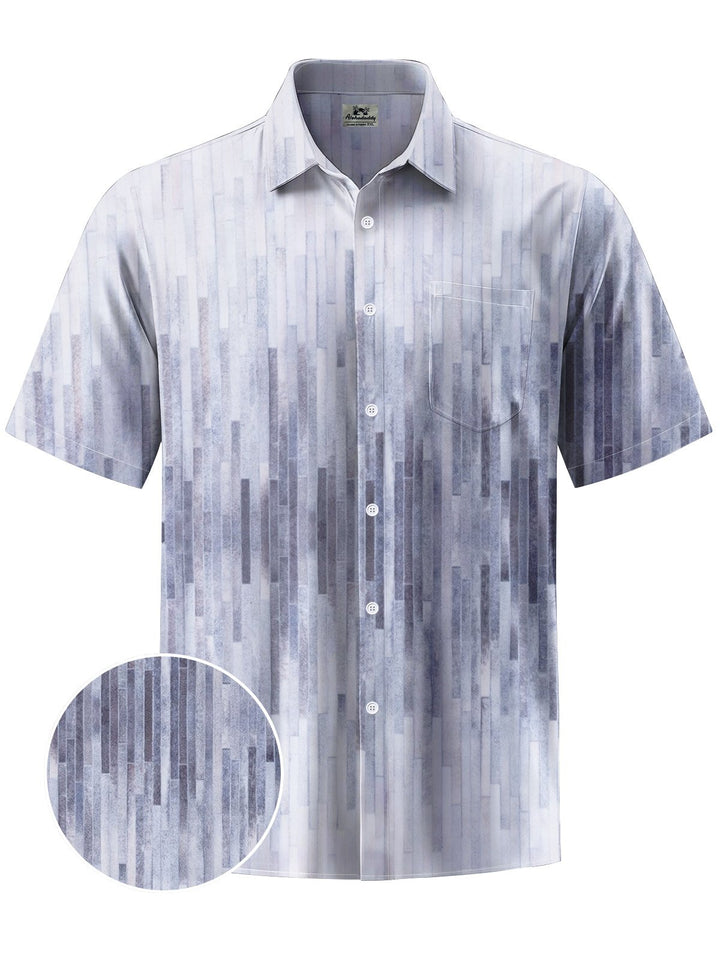 Alohadaddy® Casual Stripe Art Print Chest Pocket Moisture Wicking Men&
