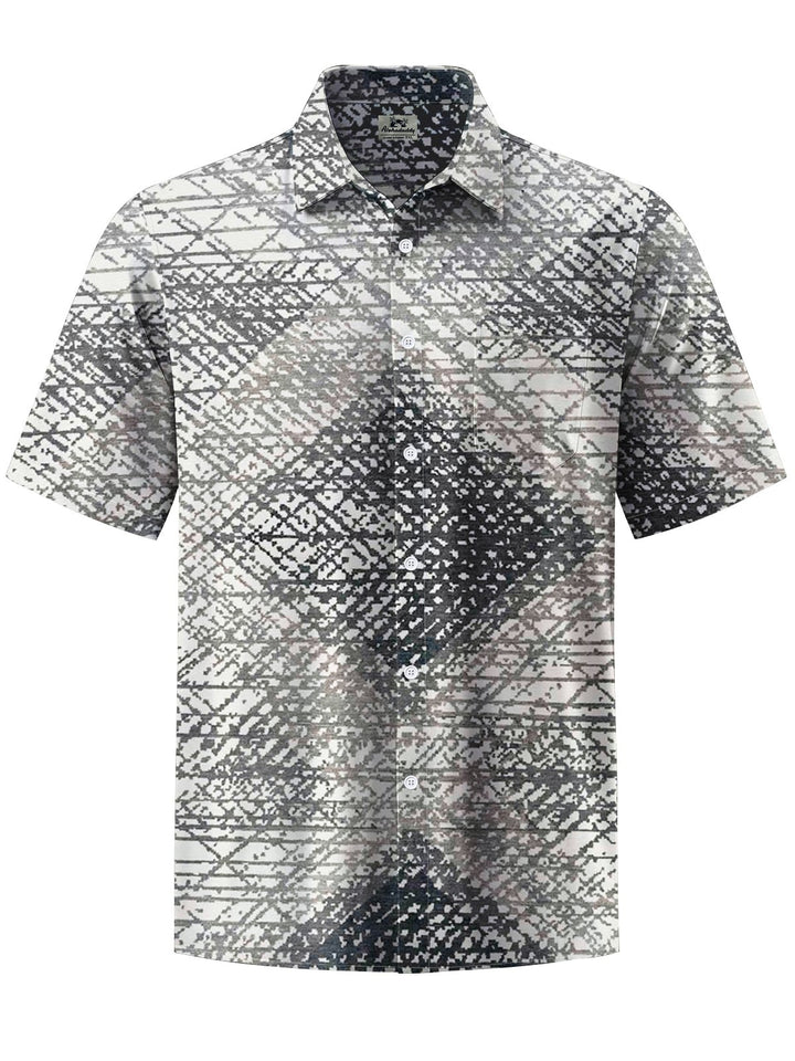 Alohadaddy® Casual Stripe Plaid Print Art Chest Pocket Men&