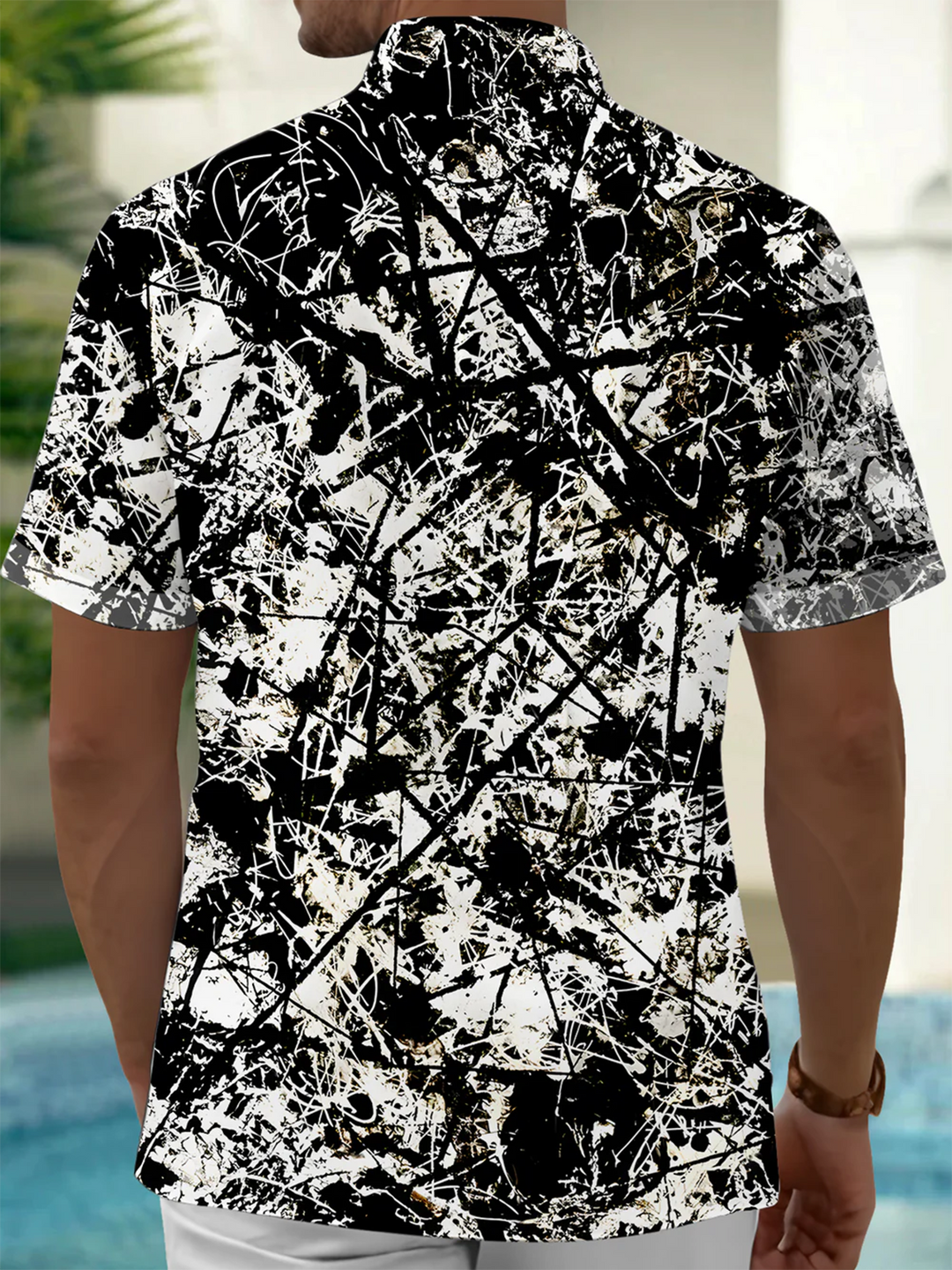 Alohadaddy® Casual Graffiti Art Print Chest Pocket Mens Short Sleeve Shirt Big &amp; Tall