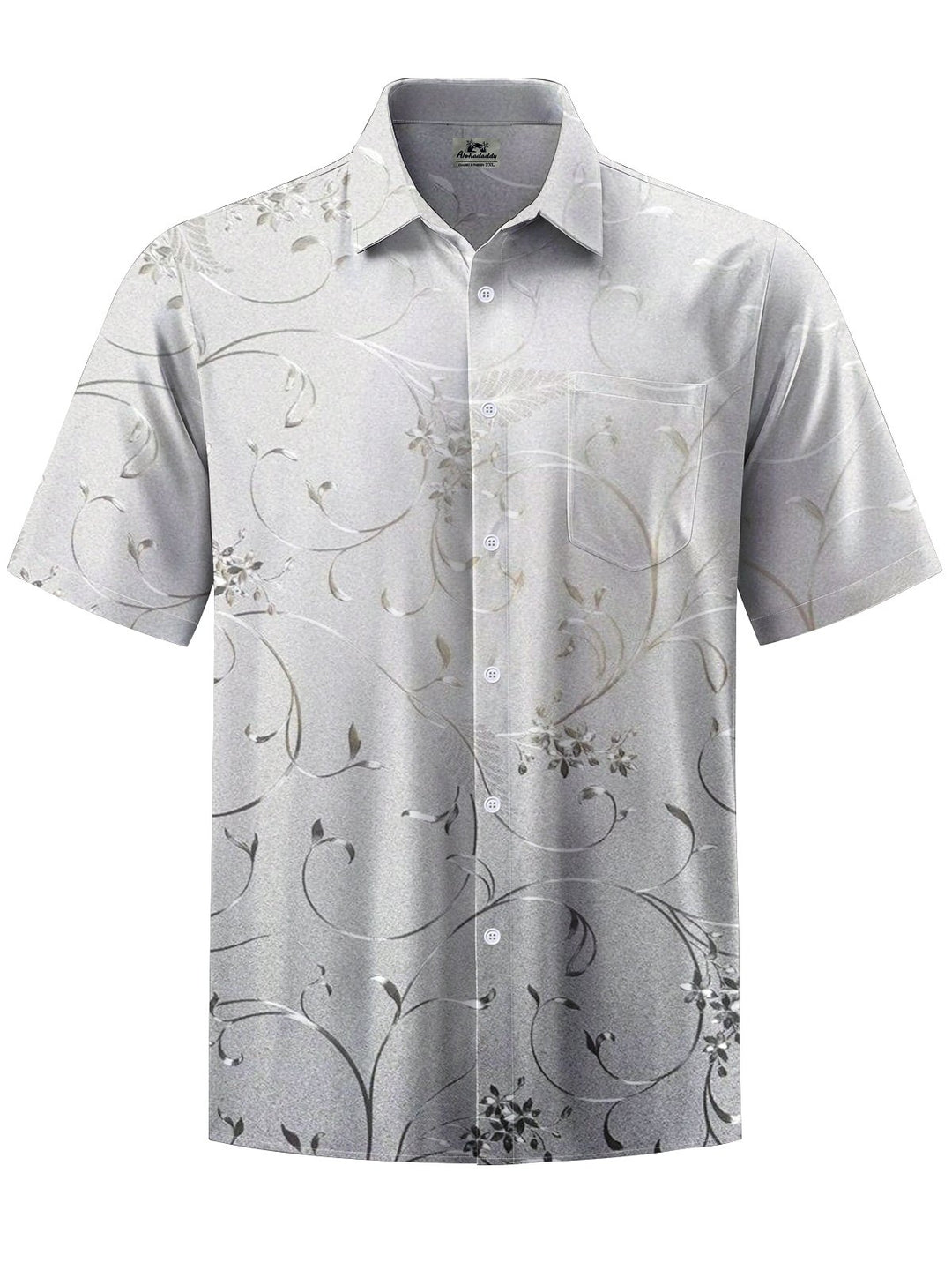 Alohadaddy® Casual Ombre Floral Art Print Chest Pocket Men&