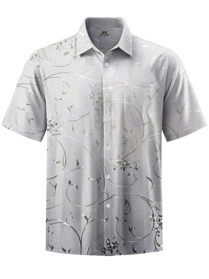 Alohadaddy® Casual Ombre Floral Art Print Chest Pocket Men&