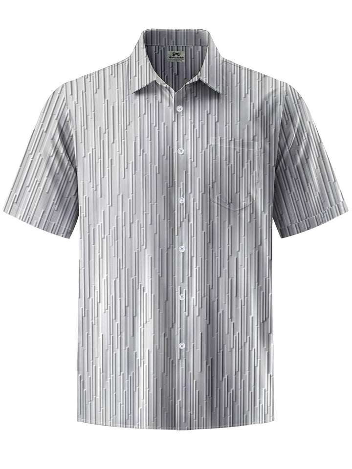 Alohadaddy® Casual Stripe Art Print Chest Pocket Men&