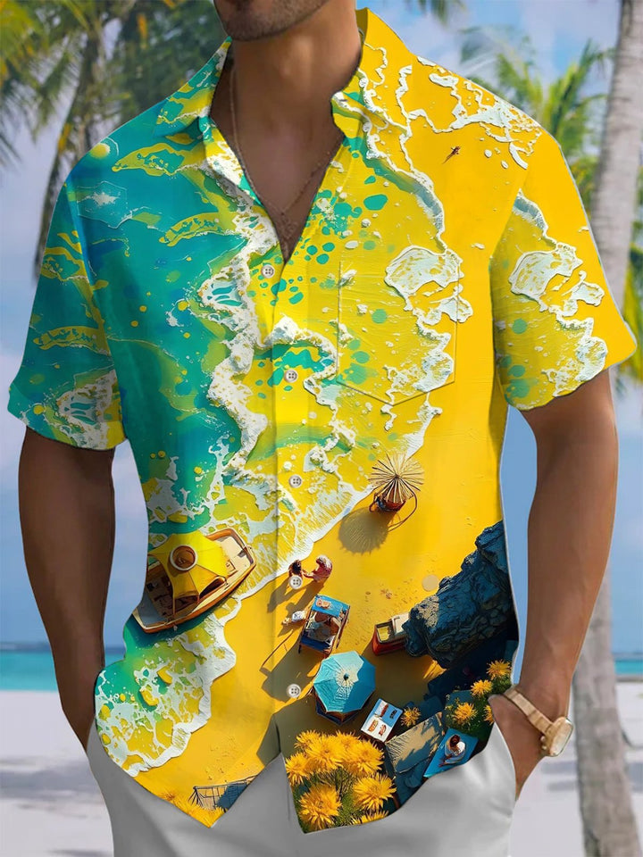 Alohadaddy® Hawaiian Beach Vacation Ombre Art Print Chest Pocket Men&