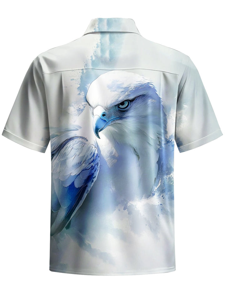 Alohadaddy® Casual Eagle Watercolor Art Print Chest Pocket Men&