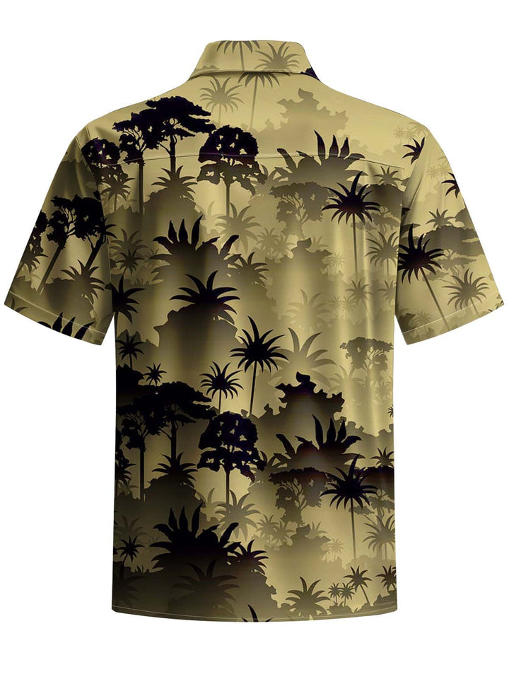 Alohadaddy® Vintage Tropical Plants Coconut Tree Art Print Chest Pocket Stretch Men&