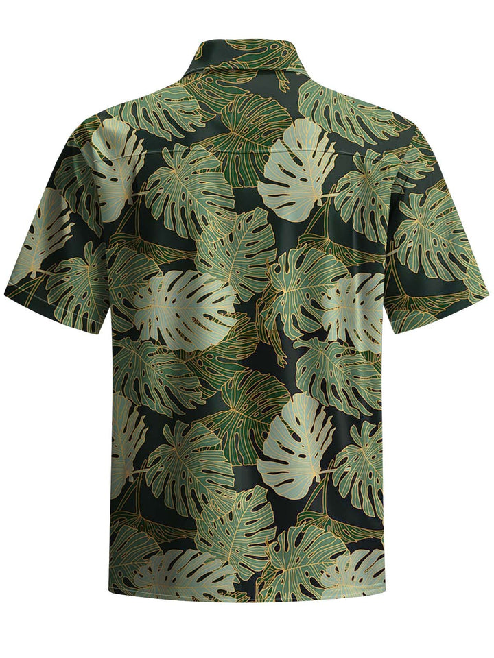 Alohadaddy® Hawaiian Palm Leaf Art Print Chest Pocket Men&