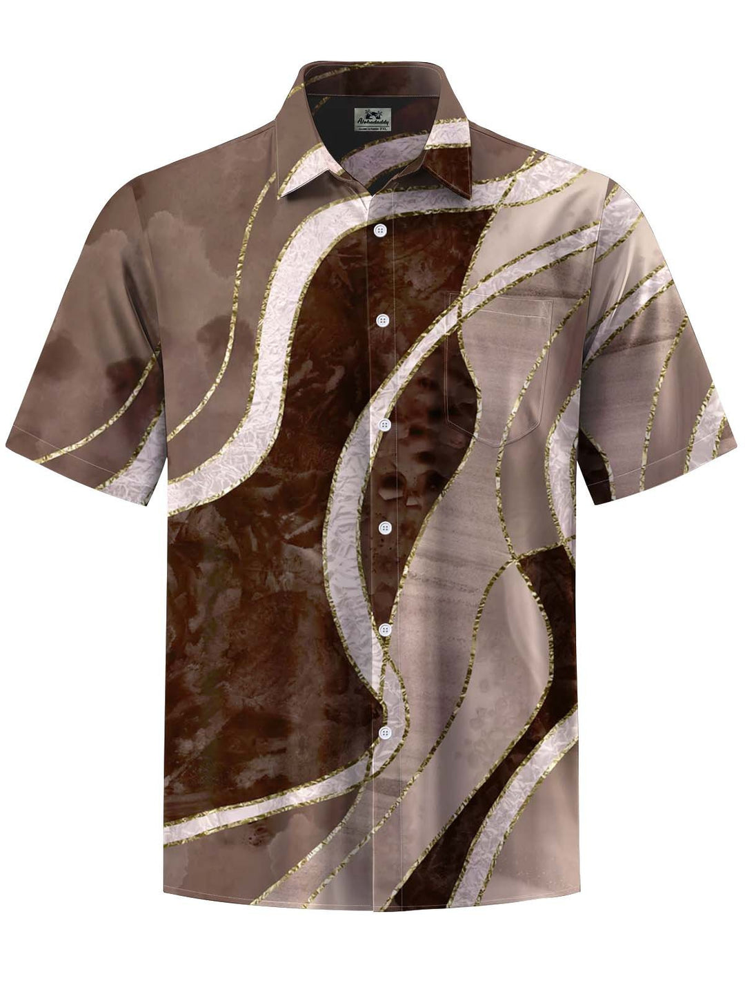 Alohadaddy® Casual Abstract Art Print Chest Pocket Stretch Men&