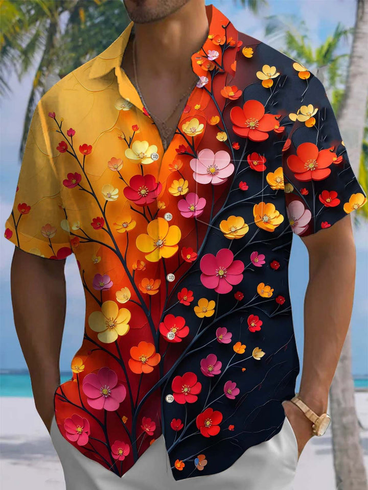 Alohadaddy® Vintage Floral Ombre Print Art Pocket Stretch Men&