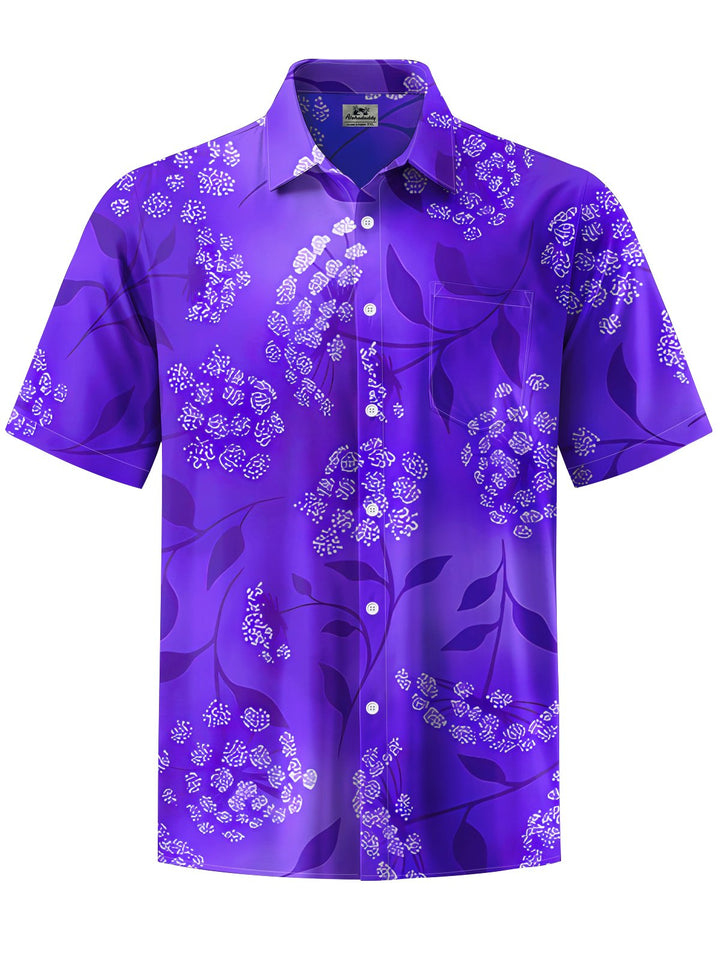 Alohadaddy® Hawaiian Floral Art Print Chest Pocket Mens Short Sleeve Shirts Big &amp; Tall