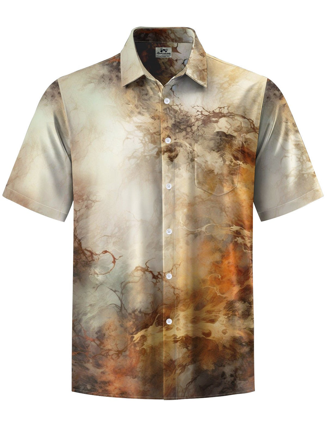 Alohadaddy® Casual Abstract Texture Art Print Chest Pocket Men&