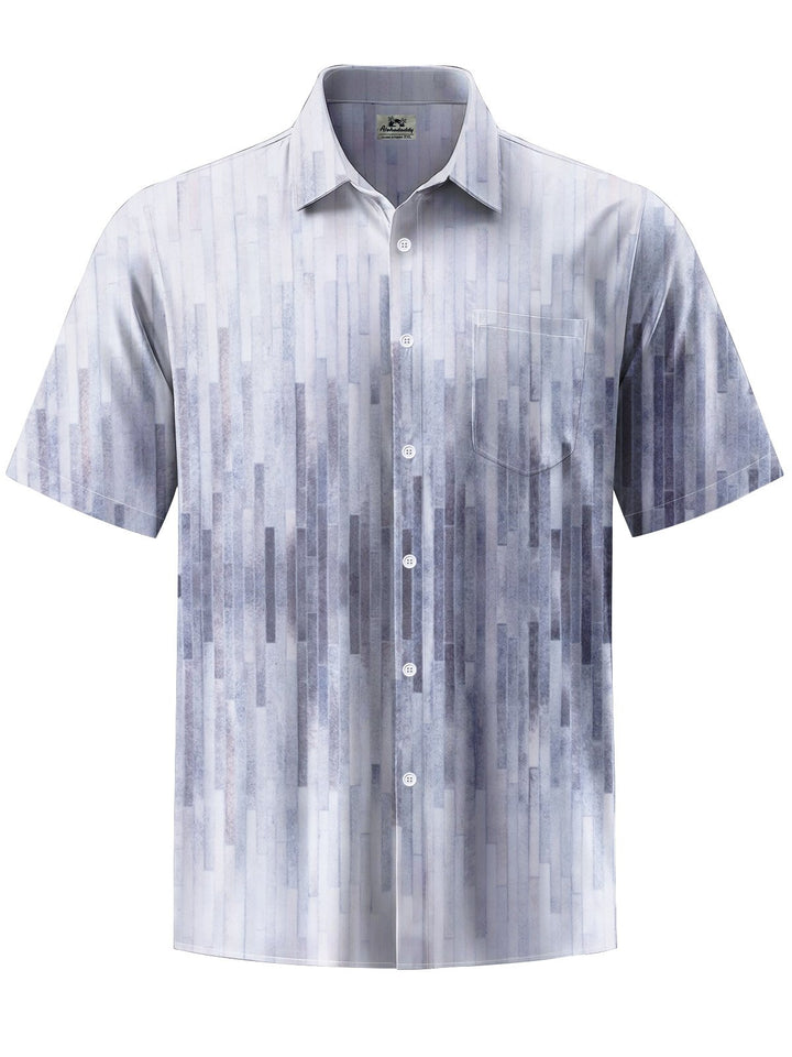 Alohadaddy® Casual Stripe Art Print Chest Pocket Moisture Wicking Men&