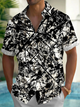 Alohadaddy® Casual Graffiti Art Print Chest Pocket Mens Short Sleeve Shirt Big & Tall