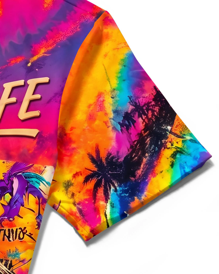 Alohadaddy® Hawaiian Palm Tree Print Art Button Pocket Cardigan Men&