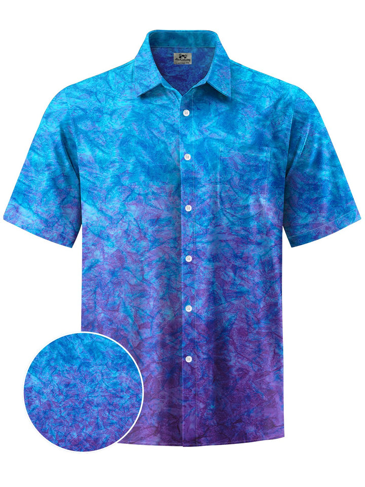 Alohadaddy® Casual Gradient Abstract Print Art Chest Pocket Men Short Sleeve Shirt Big &amp; Tall