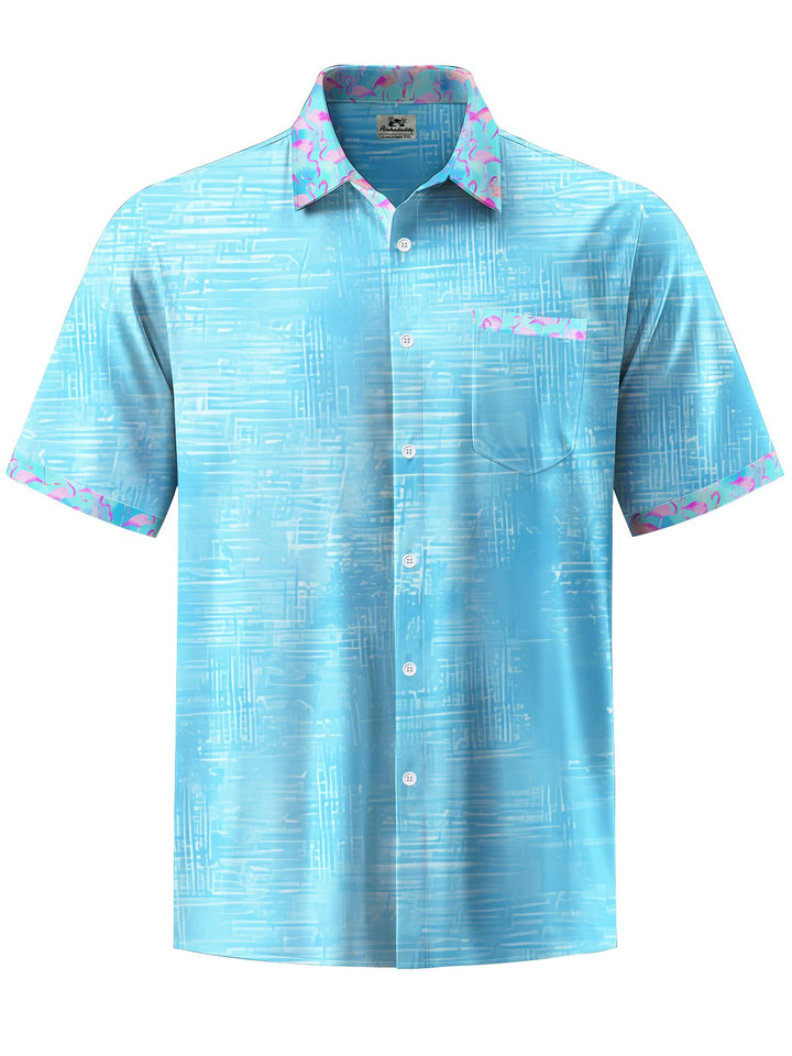 Alohadaddy® Hawaii Flamingo Contrast Color Art Print Chest Pocket Men&