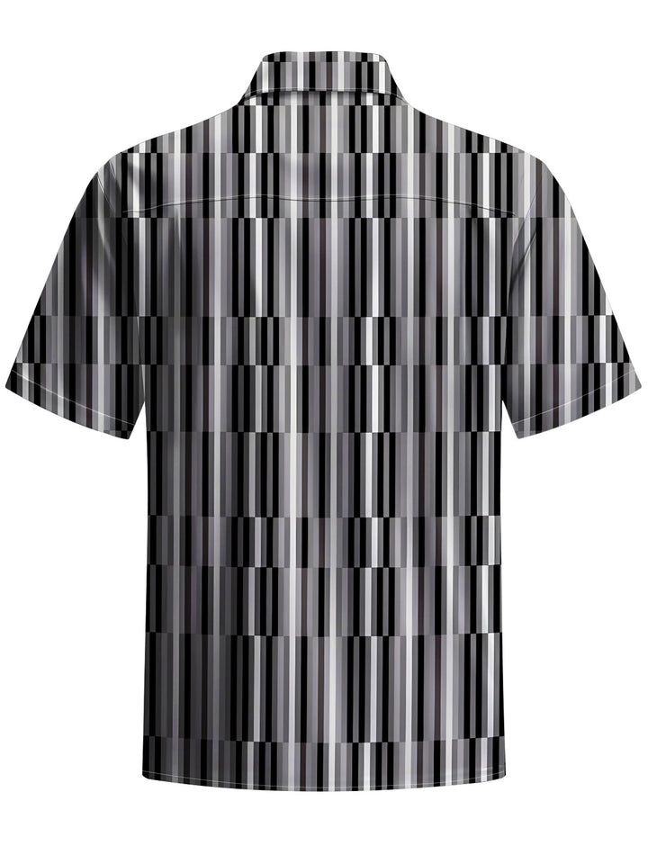 Alohadaddy® Casual Stripe Art Print Chest Pocket Men&