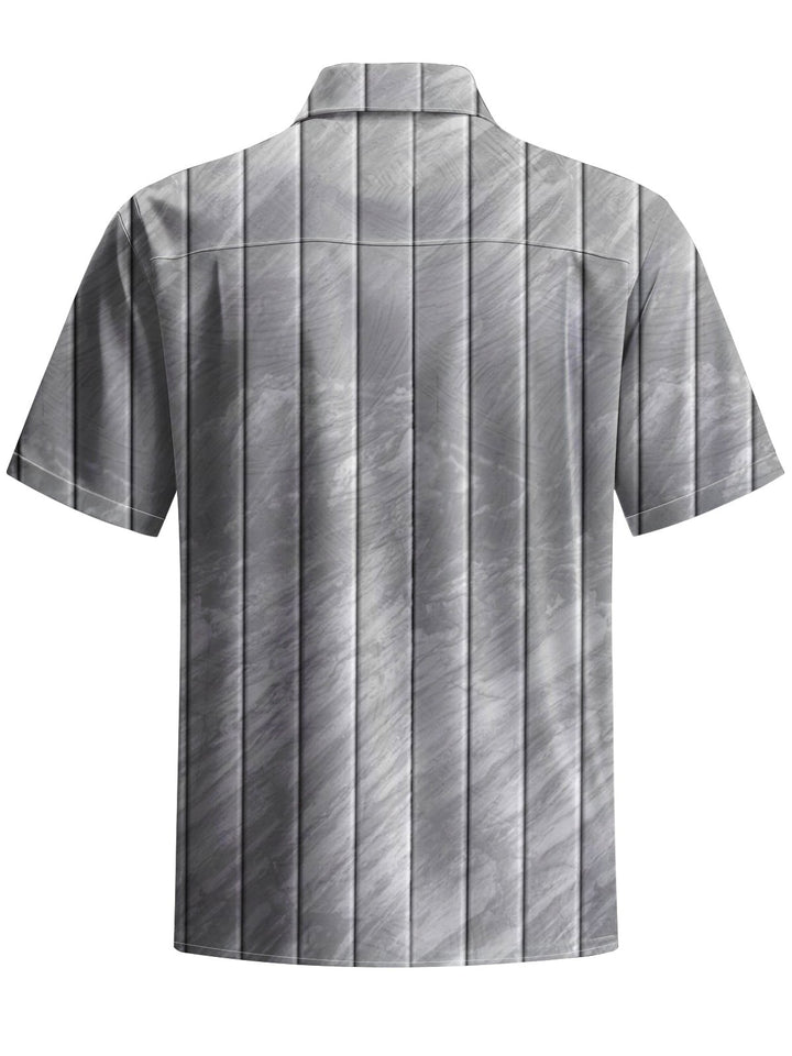 Alohadaddy® Casual Stripes Art Print Chest Pocket Moisture Wicking Men&