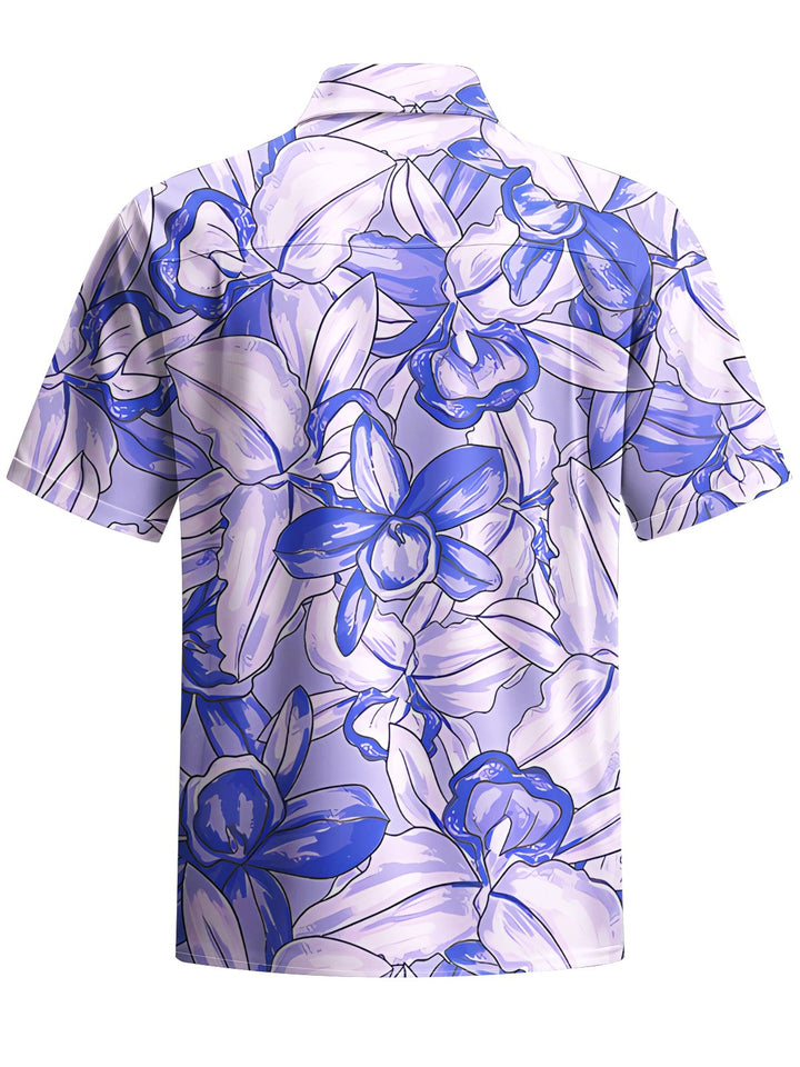 Alohadaddy® Hawaiian Floral Art Print Chest Pocket Mens Short Sleeve Shirts Big &amp; Tall