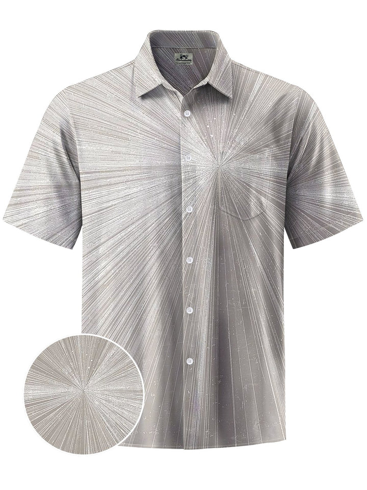 Alohadaddy® Casual Stripe Art Print Chest Pocket Men&