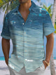 Alohadaddy® Hawaiian Seawater Art Print Men's Moisture Wicking Short Sleeve Shirt Big & Tall