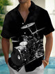 Alohadaddy® Casual Drum Set Art Print Chest Pocket Men's Short Sleeve Shirt Big & Tall