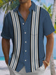 Alohadaddy® Vintage Stripes Contrast Art Print Chest Pocket Men's Short Sleeve Shirt Big & Tall