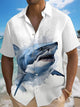 Alohadaddy® Hawaiian Shark Art Print Chest Pocket Mens Short Sleeve Shirt Big & Tall