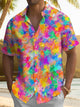 Alohadaddy® Hawaiian Abstract Art Print Chest Pocket Men's Short Sleeve Shirt Big & Tall