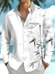 Alohadaddy® Hawaiian Bamboo Contrast Art Print Chest Pocket Men's Long Sleeve Shirt Big & Tall