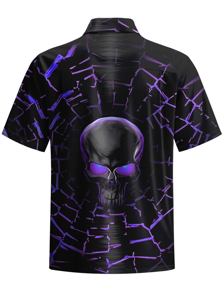 Alohadaddy® Casual Skull Art Print Chest Pocket Mens Wicking Short Sleeve Shirt Big &amp; Tall