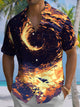 Alohadaddy® Casual Flame Art Print Chest Pocket Men's Short Sleeve Shirt Big & Tall