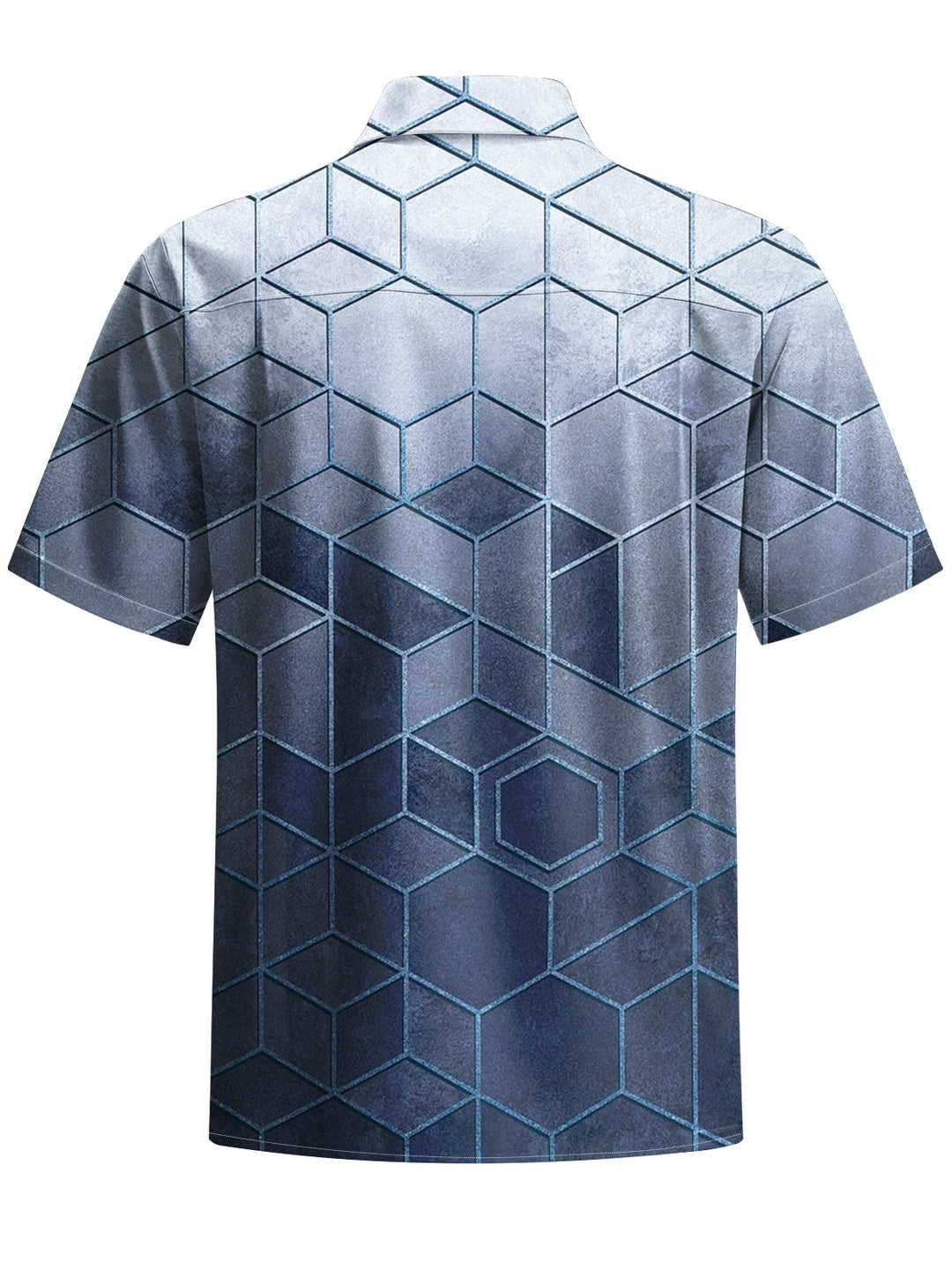 Alohadaddy® Casual Ombre Geometric Art Print Moisture Wicking Chest Pocket Men&