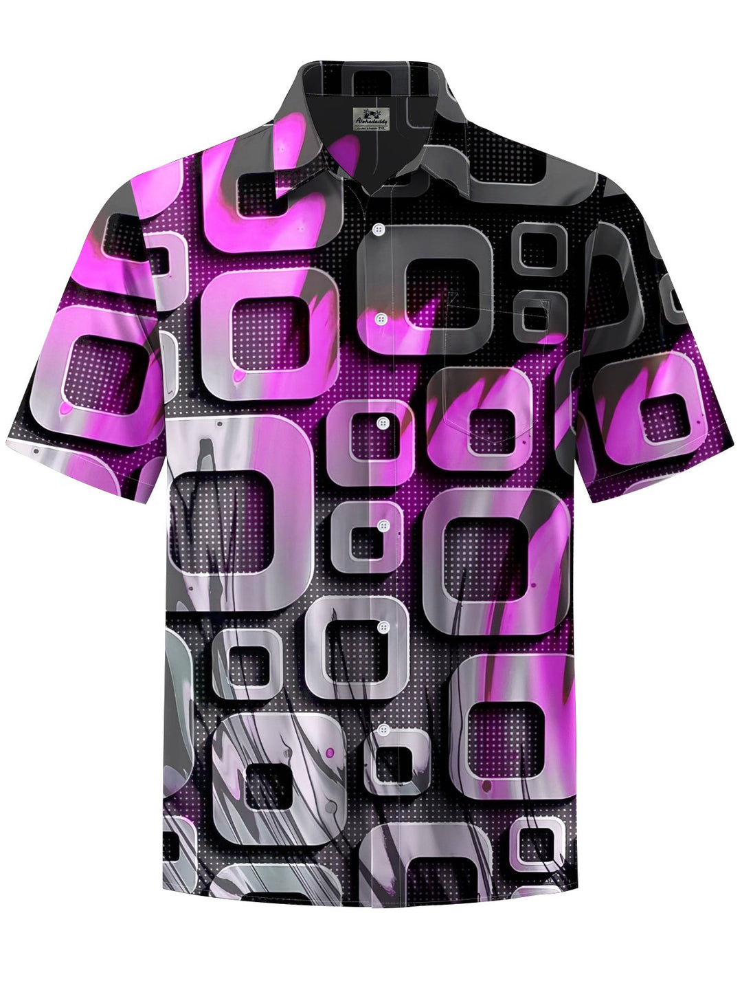 Alohadaddy® Casual Geometric Ombre Art Print Chest Pocket Men&