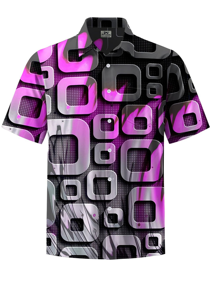 Alohadaddy® Casual Geometric Ombre Art Print Chest Pocket Men&