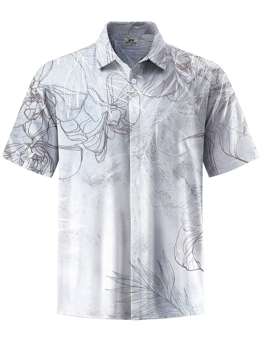 Alohadaddy® Casual Floral Ombre Art Print Chest Pocket Men&