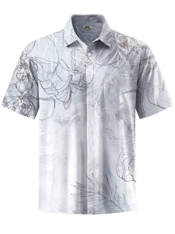 Alohadaddy® Casual Floral Ombre Art Print Chest Pocket Men&