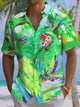 Alohadaddy® Hawaiian Parrot Art Print Chest Pocket Men's Short Sleeve Shirt Big & Tall