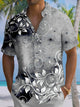 Alohadaddy® Vintage Leaf Art Print Chest Pocket Stretch Men's Short Sleeve Shirt Big & Tall