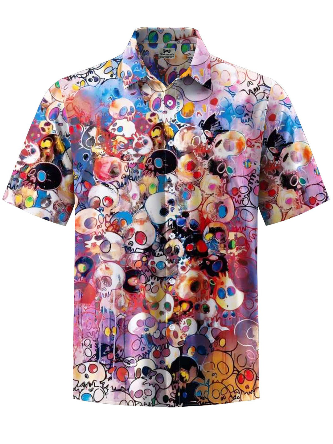 Alohadaddy® Casual Skull Art Print Chest Pocket Men&
