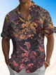 Alohadaddy® Vintage Leaf Art Print Chest Pocket Stretch Men's Short Sleeve Shirt Big & Tall