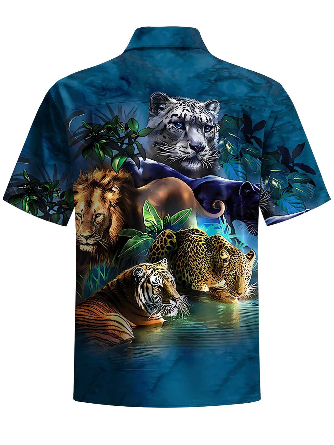 Alohadaddy® Casual Animal Lion Tiger Print Chest Pocket Men&