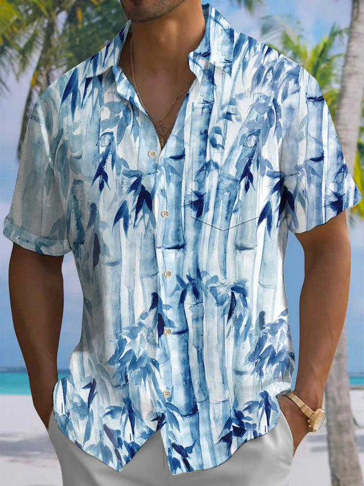 Alohadaddy® Casual Ink Painting Bamboo Art Print Stretch Men&