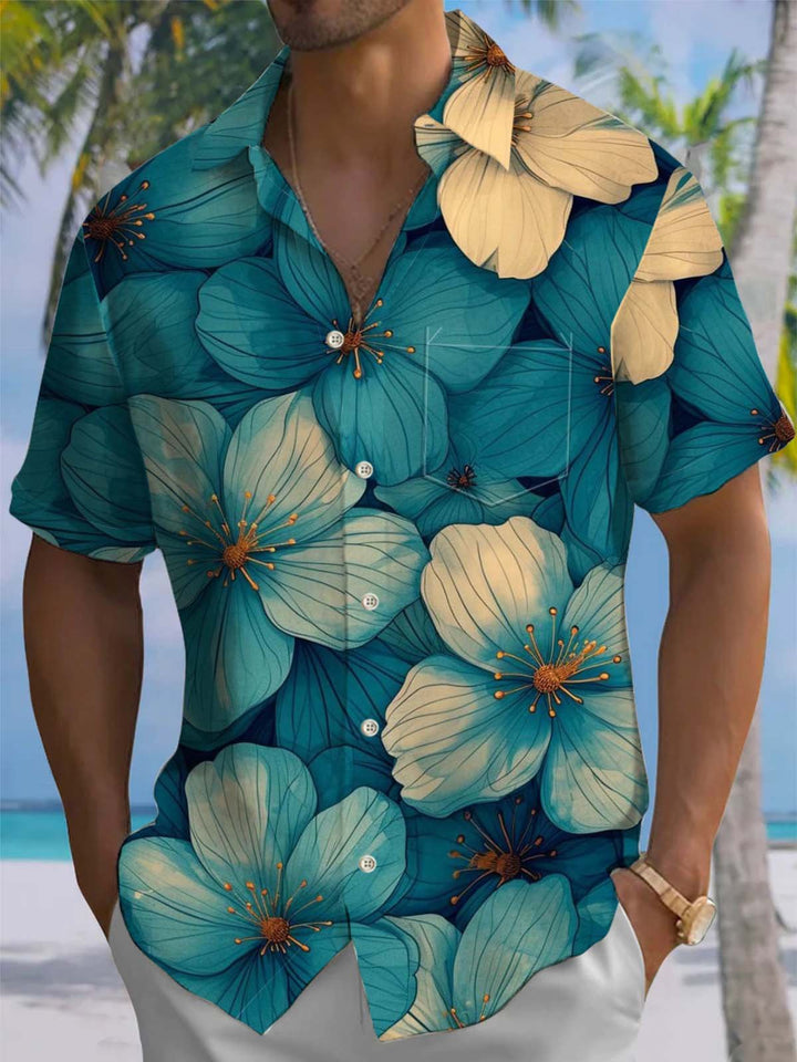 Alohadaddy® Vintage Floral Wave Print Art Pocket Elastic Men&