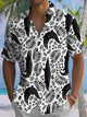 Alohadaddy® Men's Casual Leaf Crocodile Print Chest Pocket Stretch Short Sleeve Shirt Big & Tall