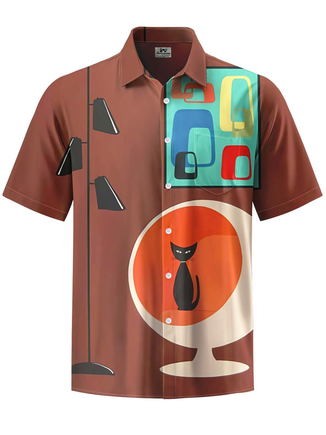 Alohadaddy® Vintage Geometric Cat Print Pocket Stretch Men&