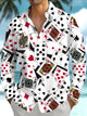 Alohadaddy® Casual Poker Art Print Pocket Stretch Men's Long Sleeve Shirt Big & Tall