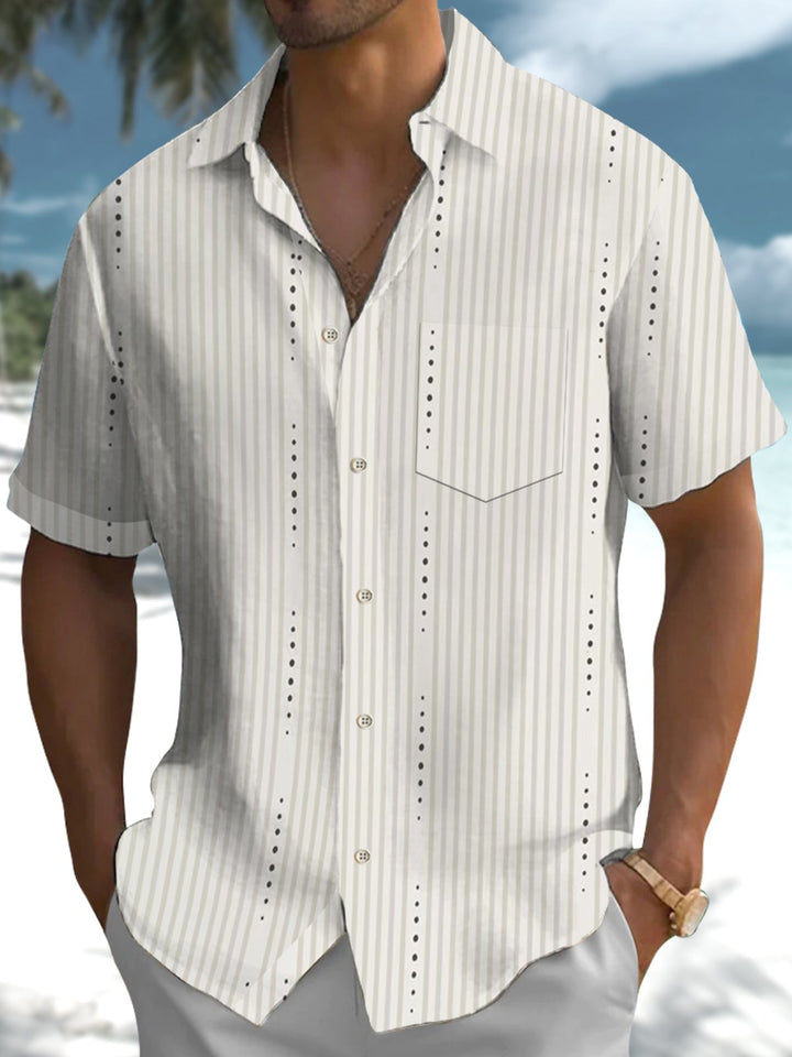 Alohadaddy® Casual Stripe Printed Art Pocket Stretch Men&