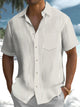 Alohadaddy® Casual Stripe Printed Art Pocket Stretch Men's Short Sleeve Shirt Big & Tall